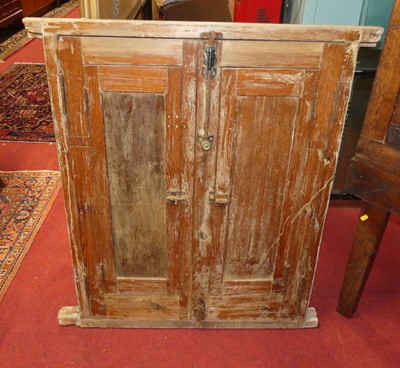 Lot 1287 - A rustic pine wrought iron and glass inset...