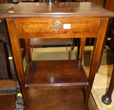 Lot 1295 - A contemporary walnut single drawer two-tier...