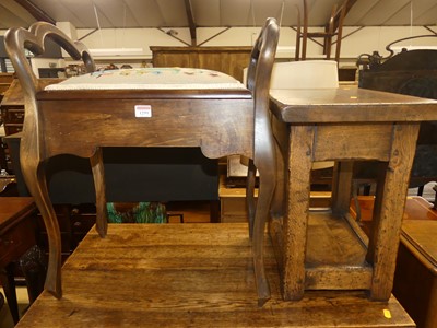 Lot 1299 - A joined oak two-tier stool, width 45cm,...