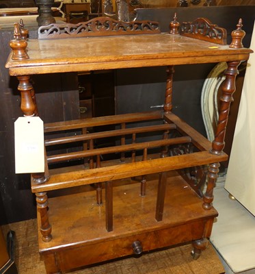 Lot 1306 - A mid-Victorian figured walnut Canterbury...