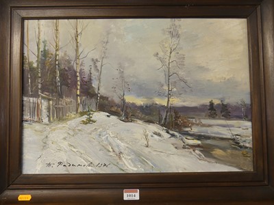 Lot 1014 - 20th century Russian school - Winter landscape,...