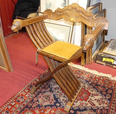 Lot 1317 - A contemporary Spanish walnut X-framed folding...