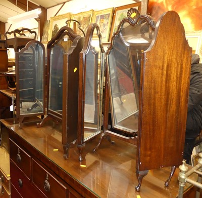 Lot 1334 - Two early 20th century mahogany triptych...