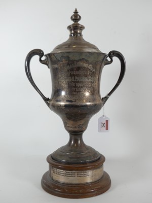Lot 262 - A George V twin handled trophy cup, bearing...