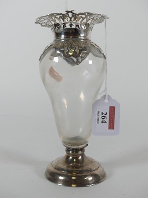 Lot 264 - A Victorian silver mounted  glass spill vase...