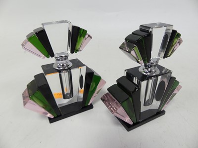 Lot 502 - A pair of reproduction Art Deco style glass...