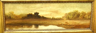 Lot 1041 - L(?) Davey - Sheep in a landscape, oil on...