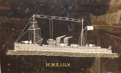 Lot 1043 - The Border Regiment silkwork panel, framed and...