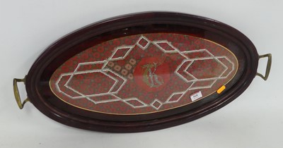 Lot 568 - An Edwardian twin handled serving tray of oval...