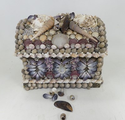 Lot 570 - Tess Morley - A shell work dome top casket,...