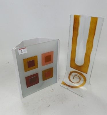 Lot 571 - A contemporary stained glass wall light,...