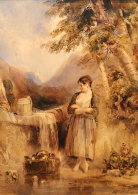 Lot 1048 - H. Austin - Washerwoman at the well,...