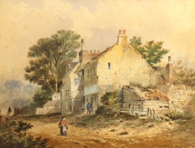 Lot 1058 - Tobias Young - Village scene with figures...