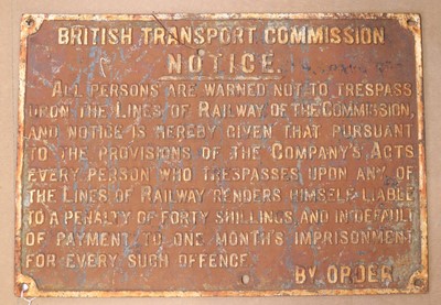 Lot 92 - British Transport Commision Notice Sign Cast...