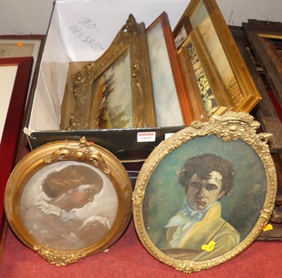 Lot 1094 - A box of assorted pictures and prints, to...