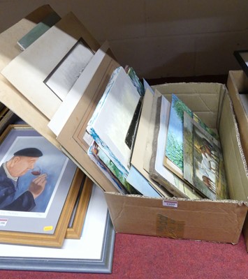 Lot 1099 - A collection of amateur oils and watercolour,...