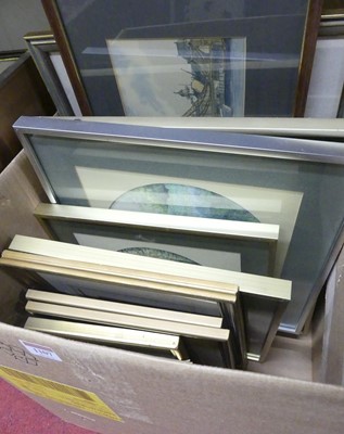 Lot 1107 - Two boxes of assorted pictures and prints to...
