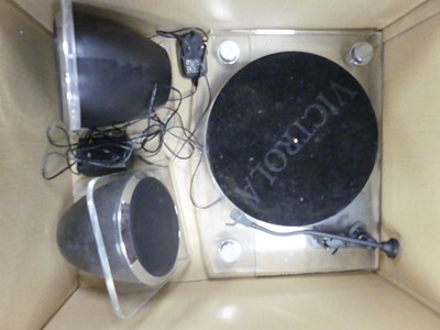 Lot 630 - A Victrola record player, with speakers
