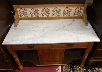 Lot 1344 - An Edwardian satin walnut tiled and white...