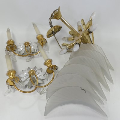 Lot 642 - A brass six-branch ceiling light, in the Art...