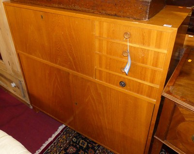 Lot 1377 - A Swedish 1960s ash secretaire cabinet, width...