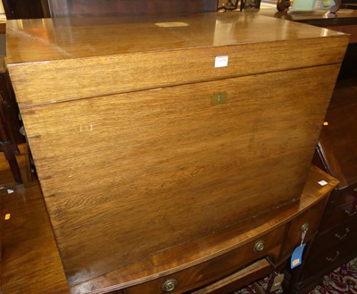 Lot 1378 - A late 19th century oak silver chest, having...