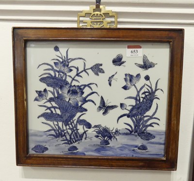 Lot 653 - A Chinese porcelain panel, hand-painted with...