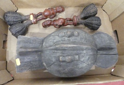 Lot 661 - An African carved wooden Senufo mask, h.40cm;...
