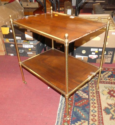 Lot 1394 - A polished tubular brass and walnut inset...