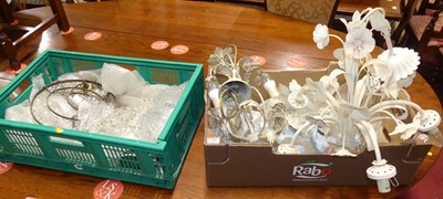 Lot 1406 - Two white painted floral pressed and wired...