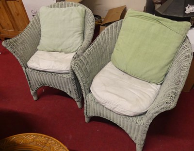 Lot 1409 - Lloyd Loom and other painted wicker...