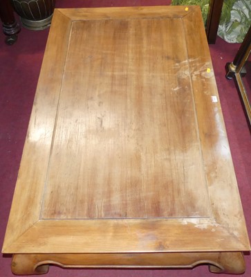 Lot 1413 - An Eastern stained elm low rectangular Kang...