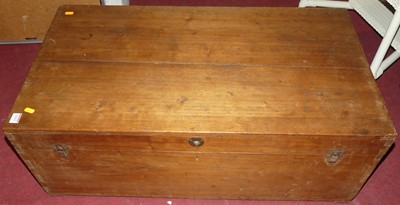 Lot 1414 - A circa 1900 camphorwood hinge top trunk,...