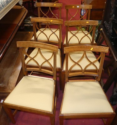 Lot 1417 - A set of six contemporary yew and inlaid bar...