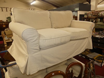 Lot 1424 - A pair of contemporary pale cloth fabric...