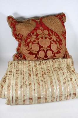 Lot 652 - A collection of embroidered silk curtains;...