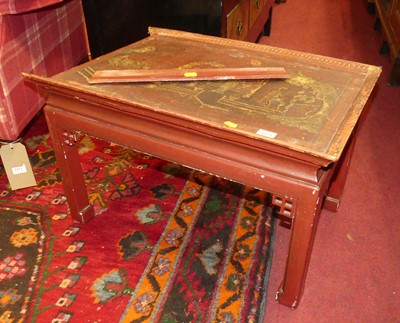 Lot 1429 - A Chinese red lacquered low occasional table,...