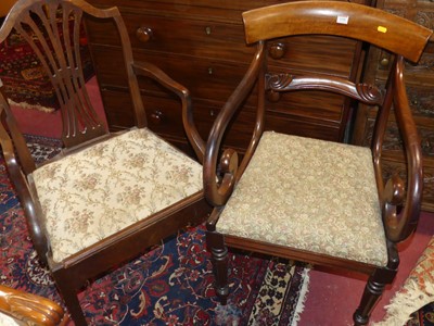 Lot 1438 - A 19th century mahogany bar back scroll elbow...