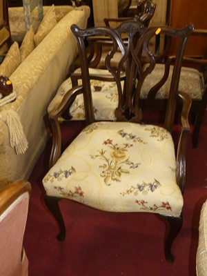 Lot 1439 - A pair of mahogany Chippendale style elbow...