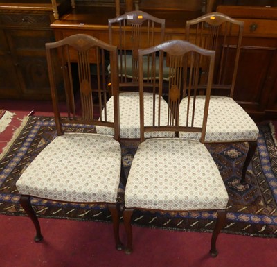 Lot 1451 - A set of four Edwardian mahogany and inlaid...