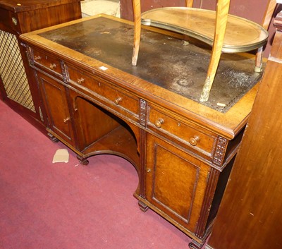 Lot 1484 - A late Victorian pollard oak kneehole writing...
