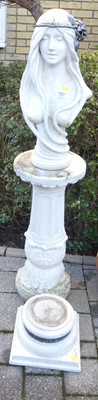 Lot 1497 - A painted composite pedestal garden bust...