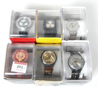 Lot 491 - A collection of six Swatch James Bond 007...
