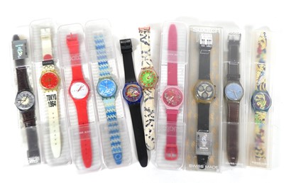 Lot 495 - A collection of Swatch wristwatches, to...