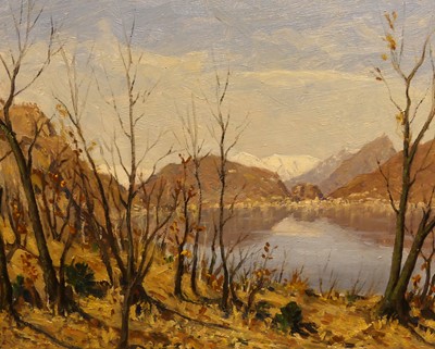 Lot 1122 - 20th century school, Lago Lugano 1968, oil on...