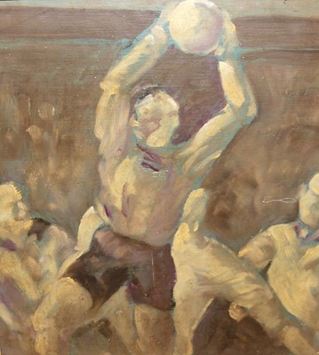 Lot 1123 - 20th century school - The Football Match, oil...
