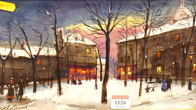 Lot 1126 - T Bertrand - Montmartre in Winter, oil on...