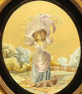 Lot 1132 - A late Victorian framed silkwork - maiden with...