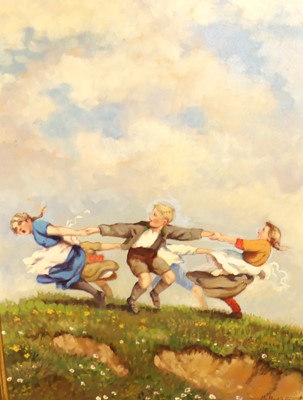 Lot 1174 - Albert J Veretti? - Ring-a-ring-o-roses, oili...