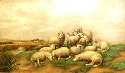 Lot 1175 - Late 19th century school - sheep in a...